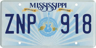 MS license plate ZNP918