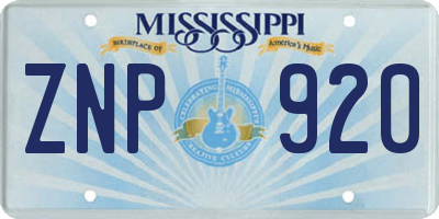MS license plate ZNP920