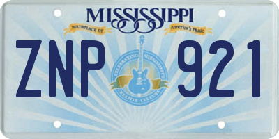 MS license plate ZNP921