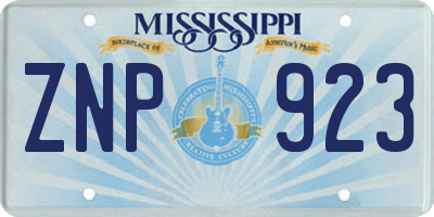 MS license plate ZNP923