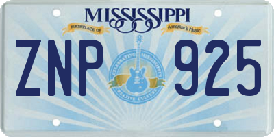 MS license plate ZNP925