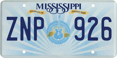 MS license plate ZNP926