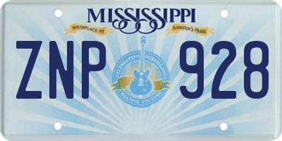 MS license plate ZNP928