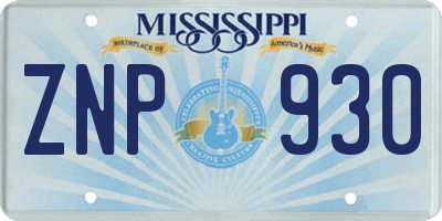MS license plate ZNP930