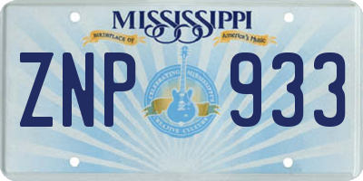 MS license plate ZNP933