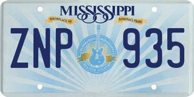 MS license plate ZNP935