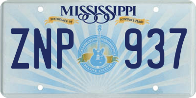 MS license plate ZNP937
