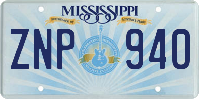 MS license plate ZNP940