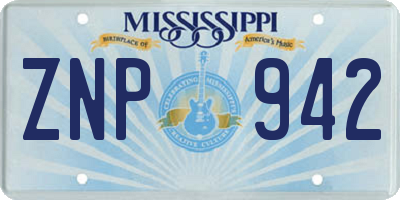 MS license plate ZNP942