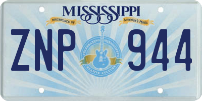 MS license plate ZNP944