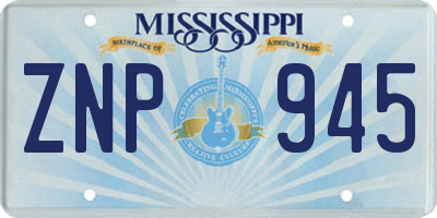 MS license plate ZNP945
