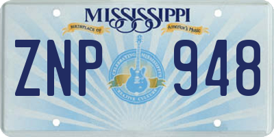 MS license plate ZNP948