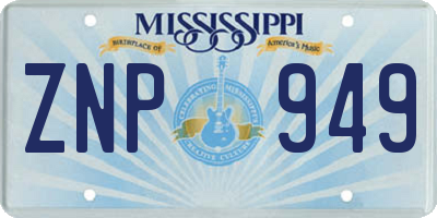 MS license plate ZNP949