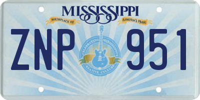 MS license plate ZNP951