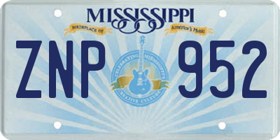 MS license plate ZNP952