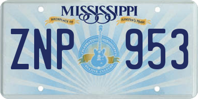MS license plate ZNP953
