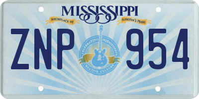 MS license plate ZNP954