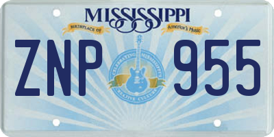 MS license plate ZNP955