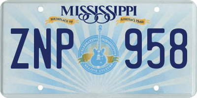 MS license plate ZNP958