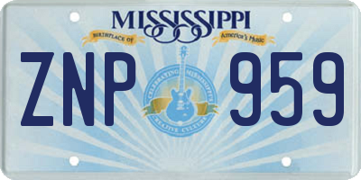 MS license plate ZNP959