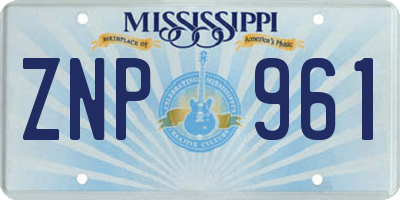 MS license plate ZNP961