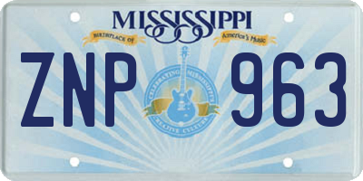 MS license plate ZNP963