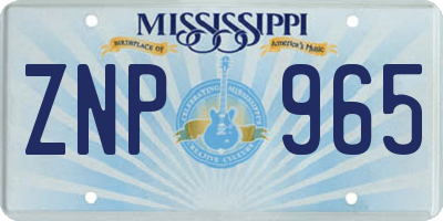 MS license plate ZNP965