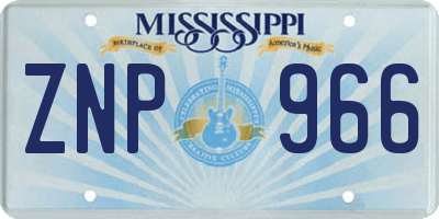 MS license plate ZNP966