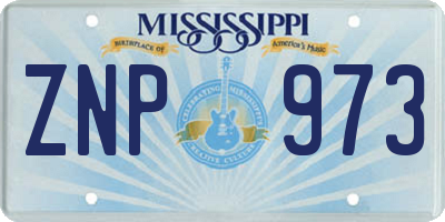 MS license plate ZNP973