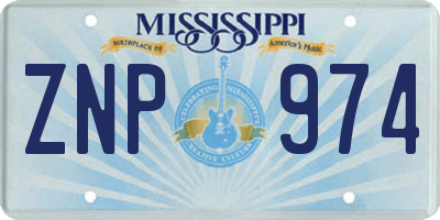 MS license plate ZNP974