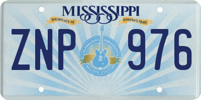MS license plate ZNP976