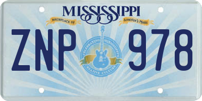 MS license plate ZNP978