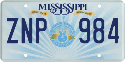 MS license plate ZNP984