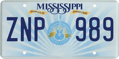 MS license plate ZNP989
