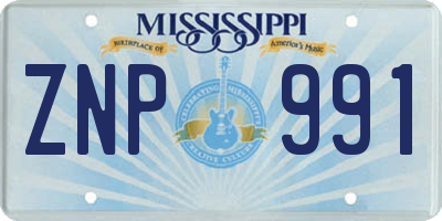 MS license plate ZNP991