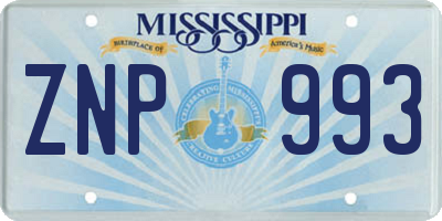 MS license plate ZNP993