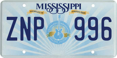 MS license plate ZNP996