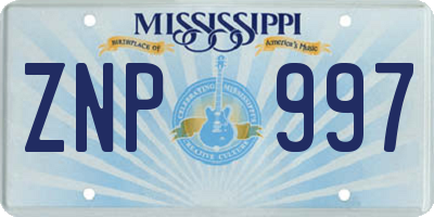 MS license plate ZNP997