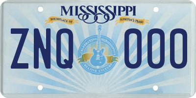MS license plate ZNQ000