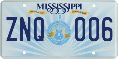 MS license plate ZNQ006