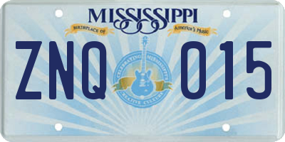 MS license plate ZNQ015