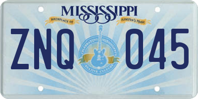 MS license plate ZNQ045