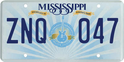MS license plate ZNQ047