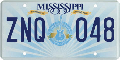 MS license plate ZNQ048
