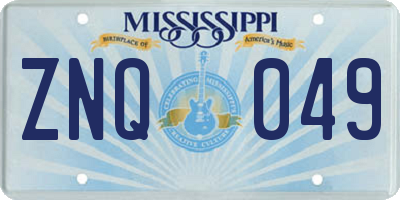 MS license plate ZNQ049