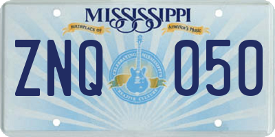 MS license plate ZNQ050