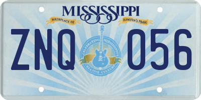 MS license plate ZNQ056