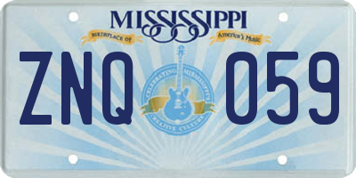 MS license plate ZNQ059
