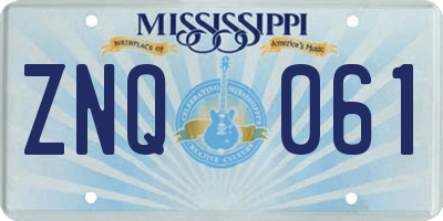 MS license plate ZNQ061