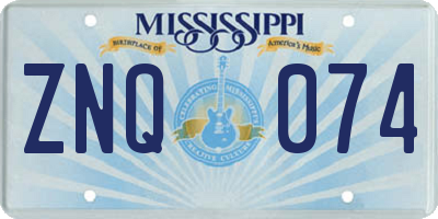 MS license plate ZNQ074